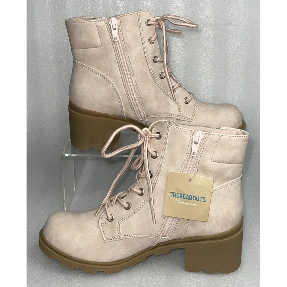 Therabouts Kinsley Pink Rhinestone Hiker Block Heel Boots Big Girls Size 5 NEW‎